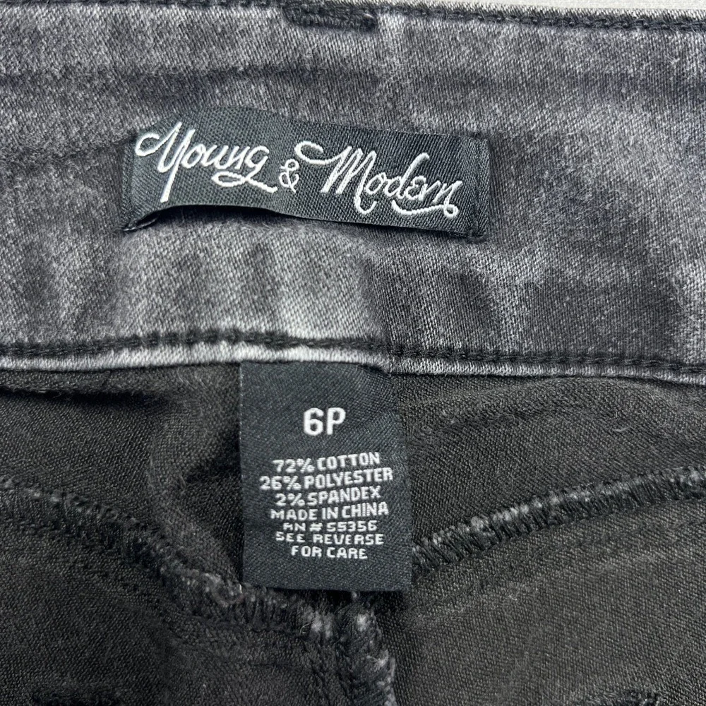 Young & Modern Jeans Womens 6P Black Denim Cotton Stretch Mid Rise Skinny Leg